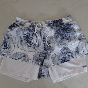 Adidas by Stella McCartney Blue and White Athletic Shorts Floral Design